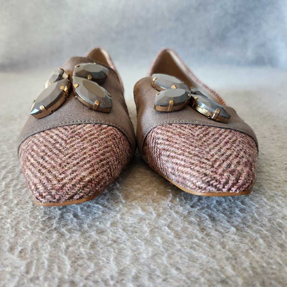 NWoB Boden Leather Wool Tweed Jeweled Flats Loafe… - image 10