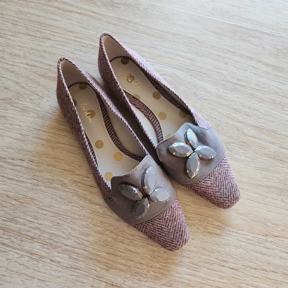 NWoB Boden Leather Wool Tweed Jeweled Flats Loafe… - image 2