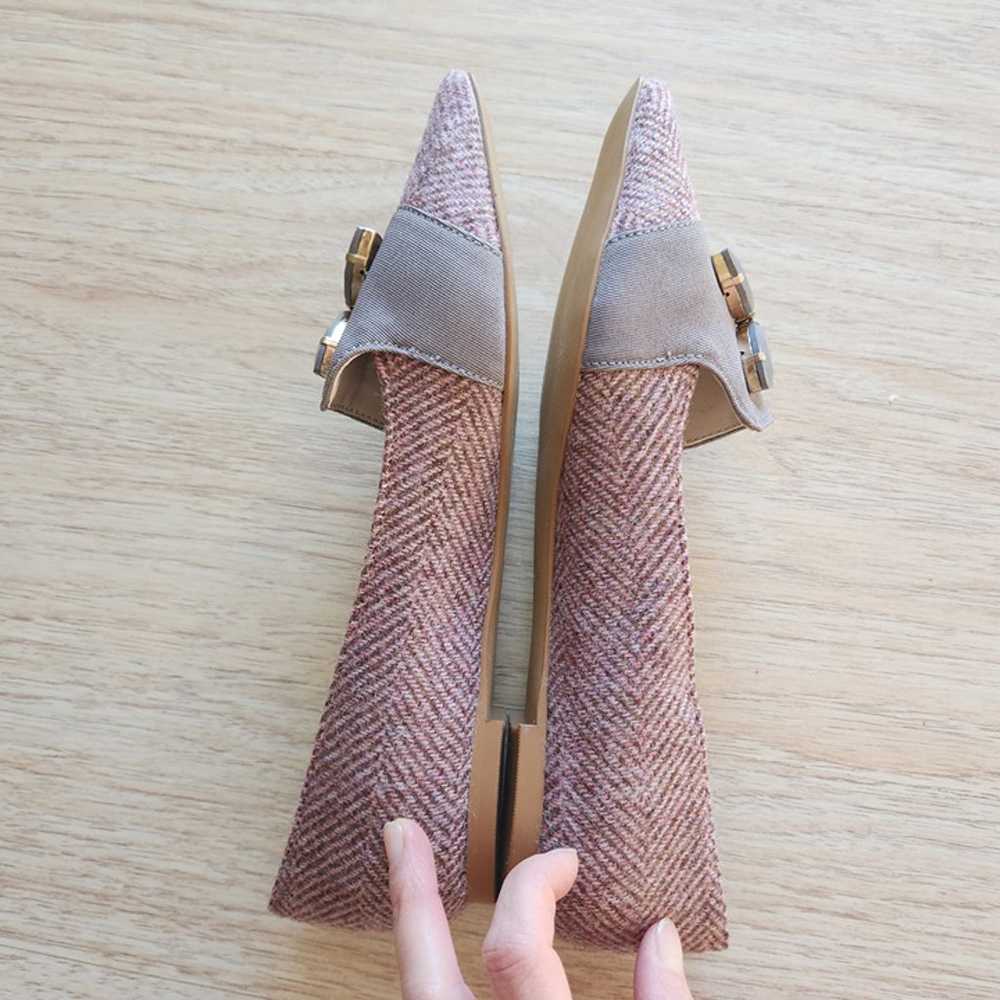 NWoB Boden Leather Wool Tweed Jeweled Flats Loafe… - image 5