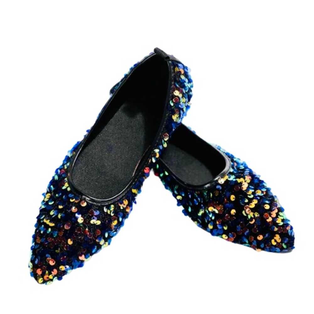 NWOT Rainbow Sequined, Pointed Toe, Ballet Flats! - image 2