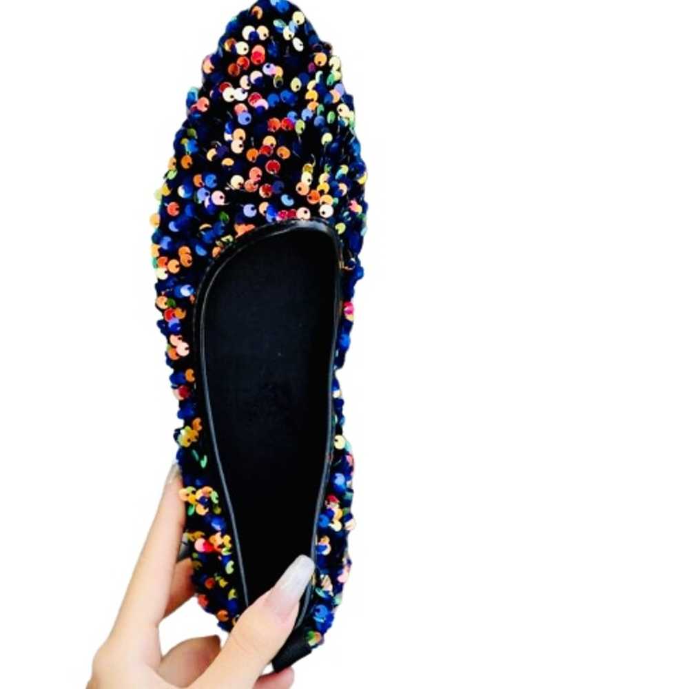 NWOT Rainbow Sequined, Pointed Toe, Ballet Flats! - image 3