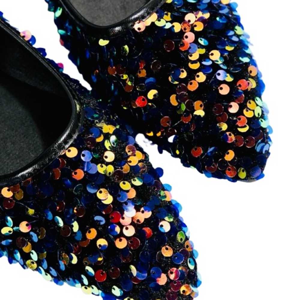 NWOT Rainbow Sequined, Pointed Toe, Ballet Flats! - image 4