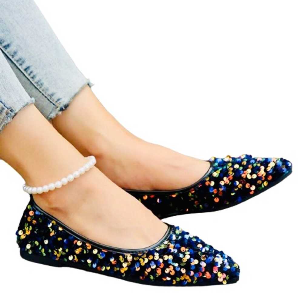 NWOT Rainbow Sequined, Pointed Toe, Ballet Flats! - image 5