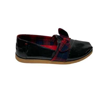 Toms Black Patent Leather Slip On Dress Shoes Red… - image 1