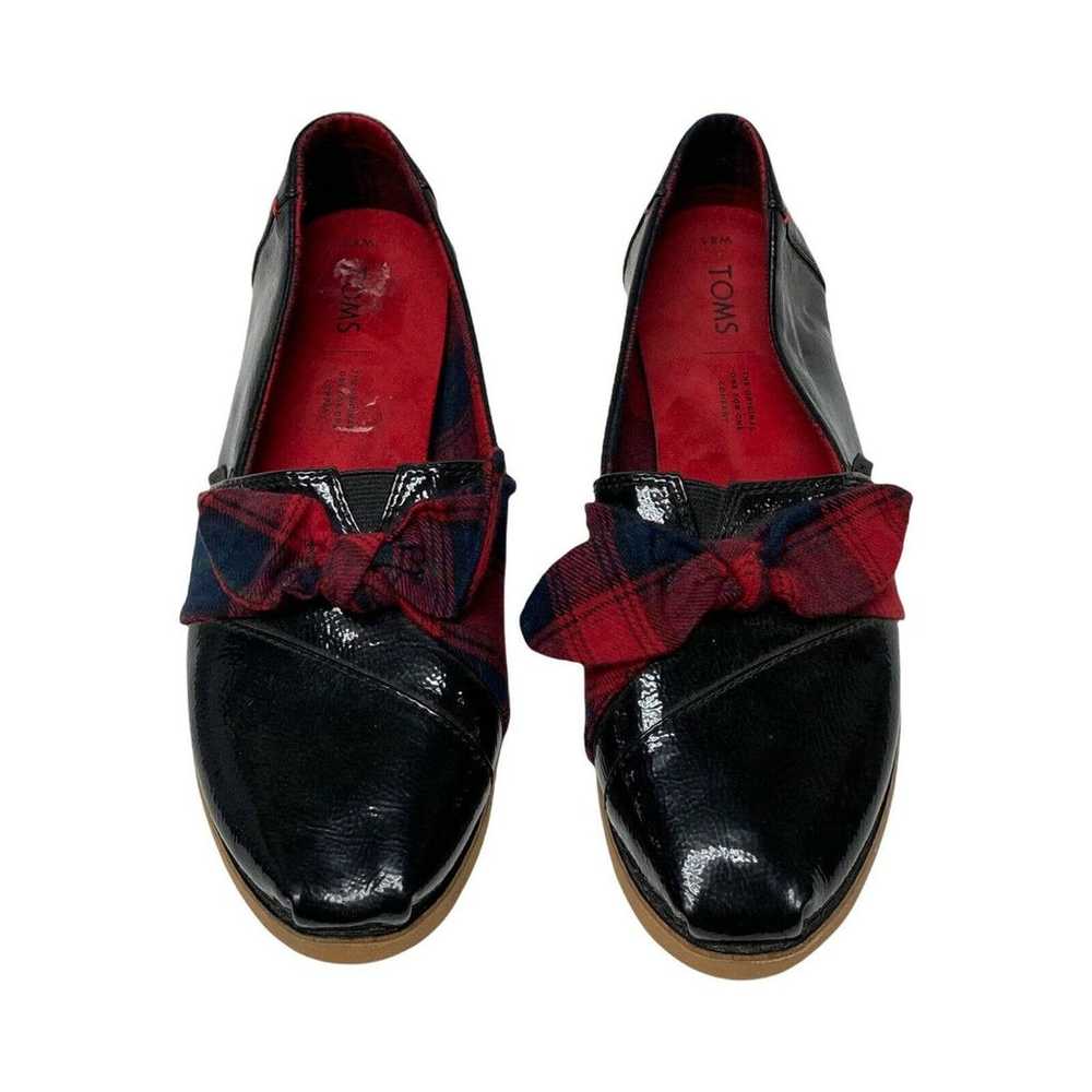 Toms Black Patent Leather Slip On Dress Shoes Red… - image 2