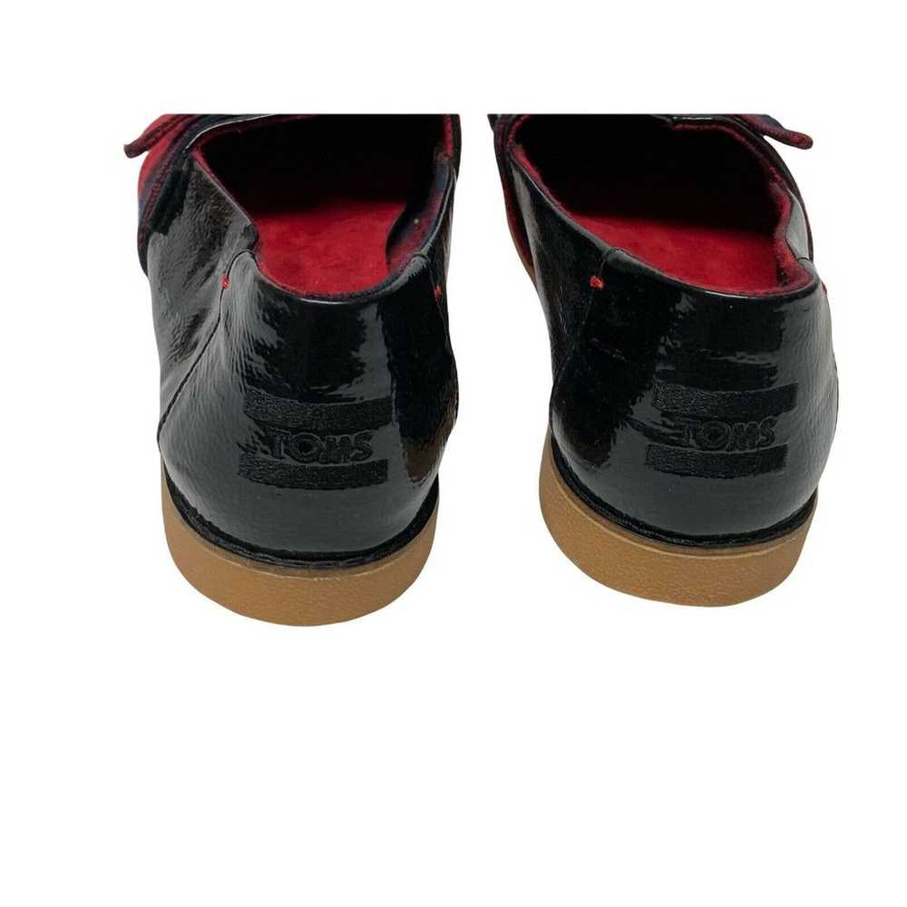 Toms Black Patent Leather Slip On Dress Shoes Red… - image 8