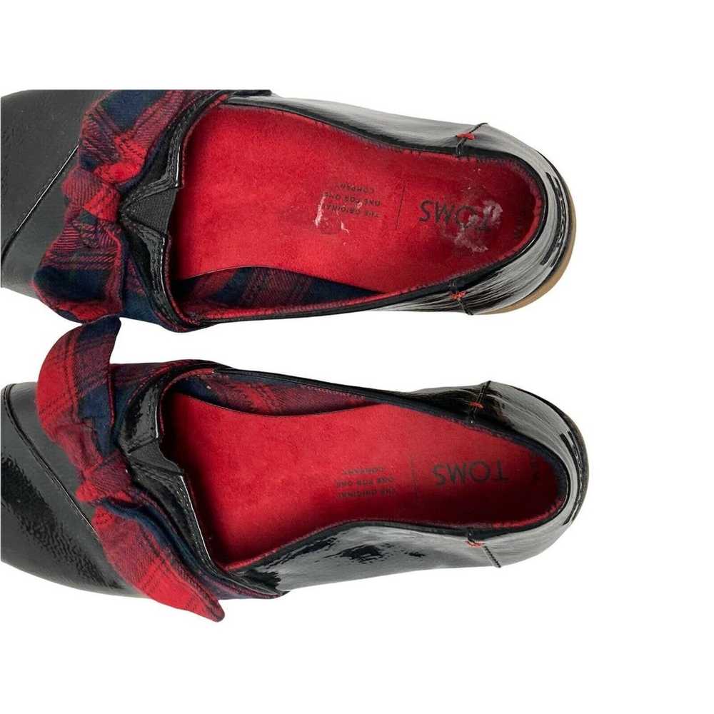 Toms Black Patent Leather Slip On Dress Shoes Red… - image 9