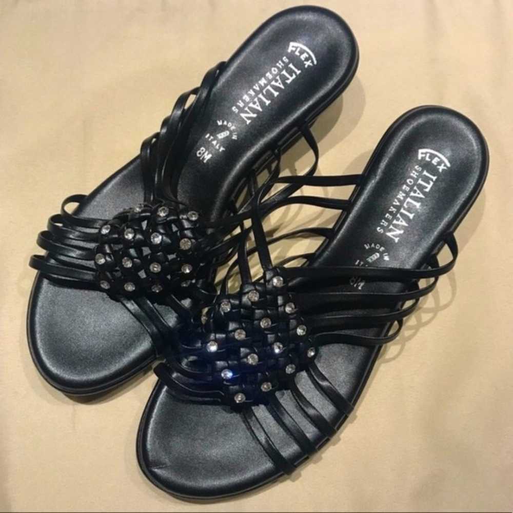 Italian Shoemakers Strappy Flip Flop Sandal Black… - image 1