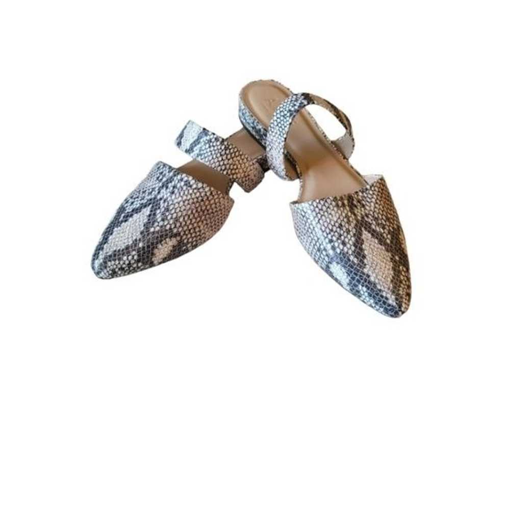 Able Snakeskin Look Leather Flats Slides Mules Gr… - image 1