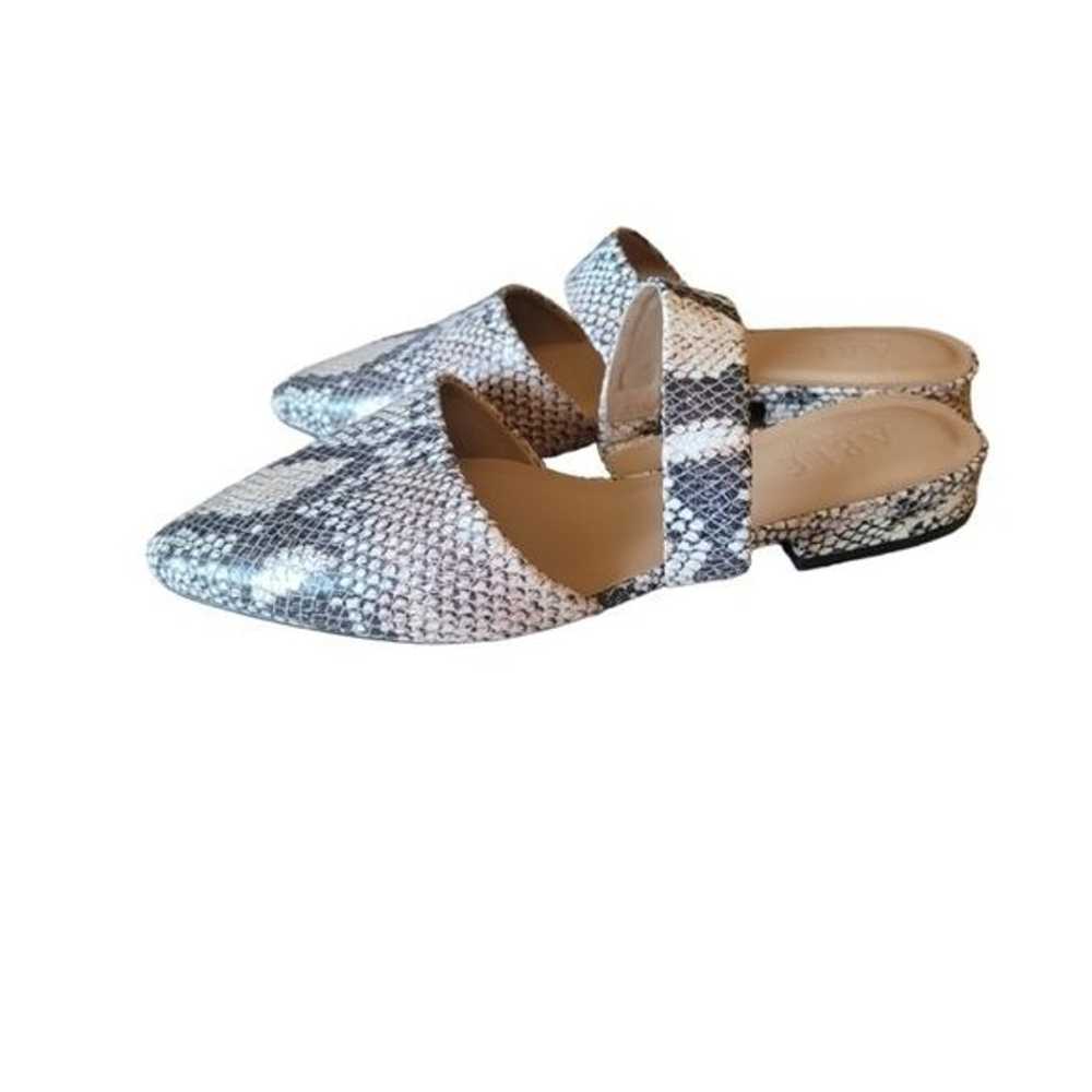 Able Snakeskin Look Leather Flats Slides Mules Gr… - image 2