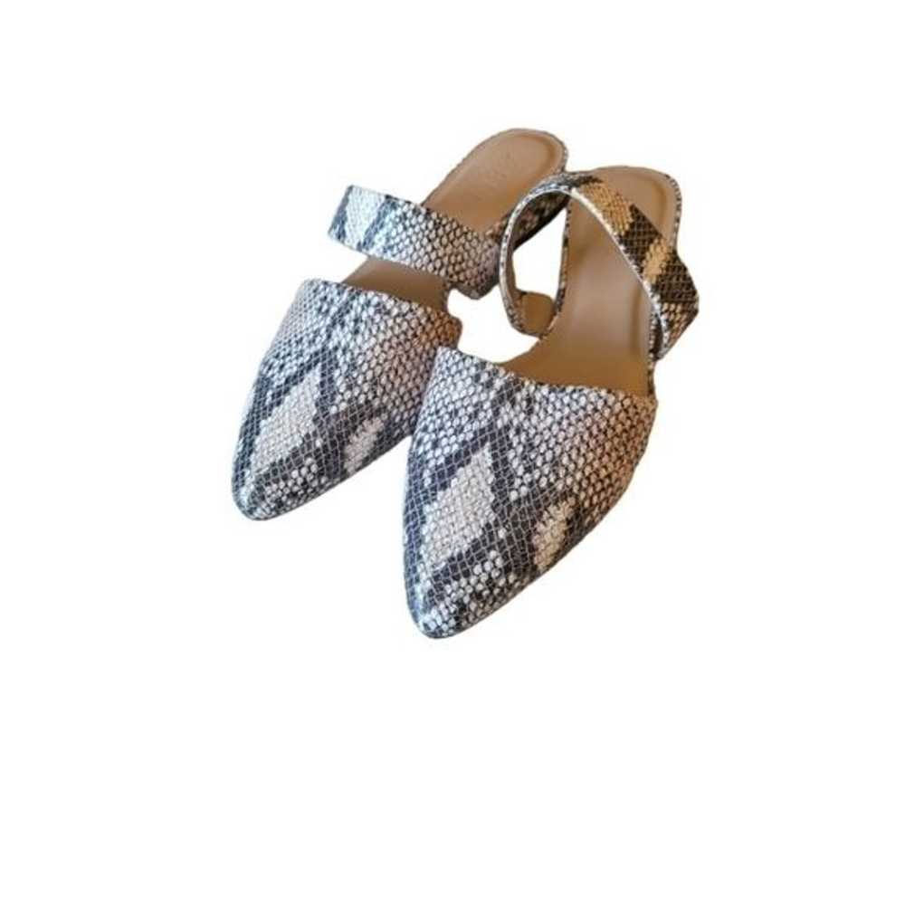 Able Snakeskin Look Leather Flats Slides Mules Gr… - image 3