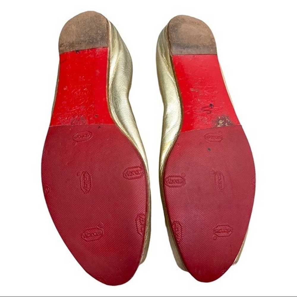 $650 Christian Louboutin Peep Toe Flats Ruched Ba… - image 3