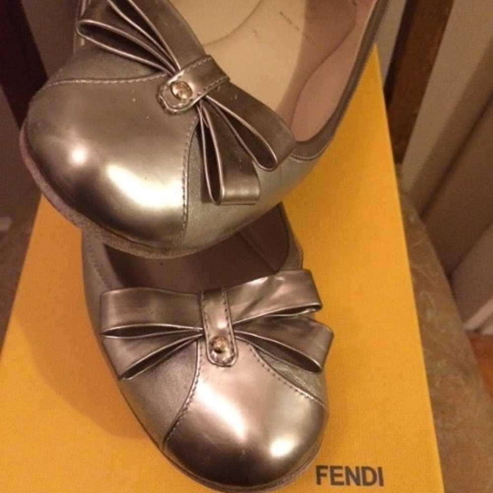 FENDI Bronze Bow Flats - image 1