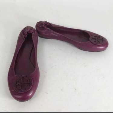 Tory Burch Purple Pebbled Leather Slip-On Emblem … - image 1