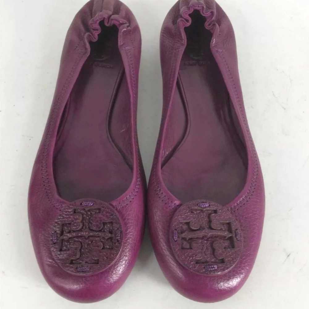 Tory Burch Purple Pebbled Leather Slip-On Emblem … - image 2