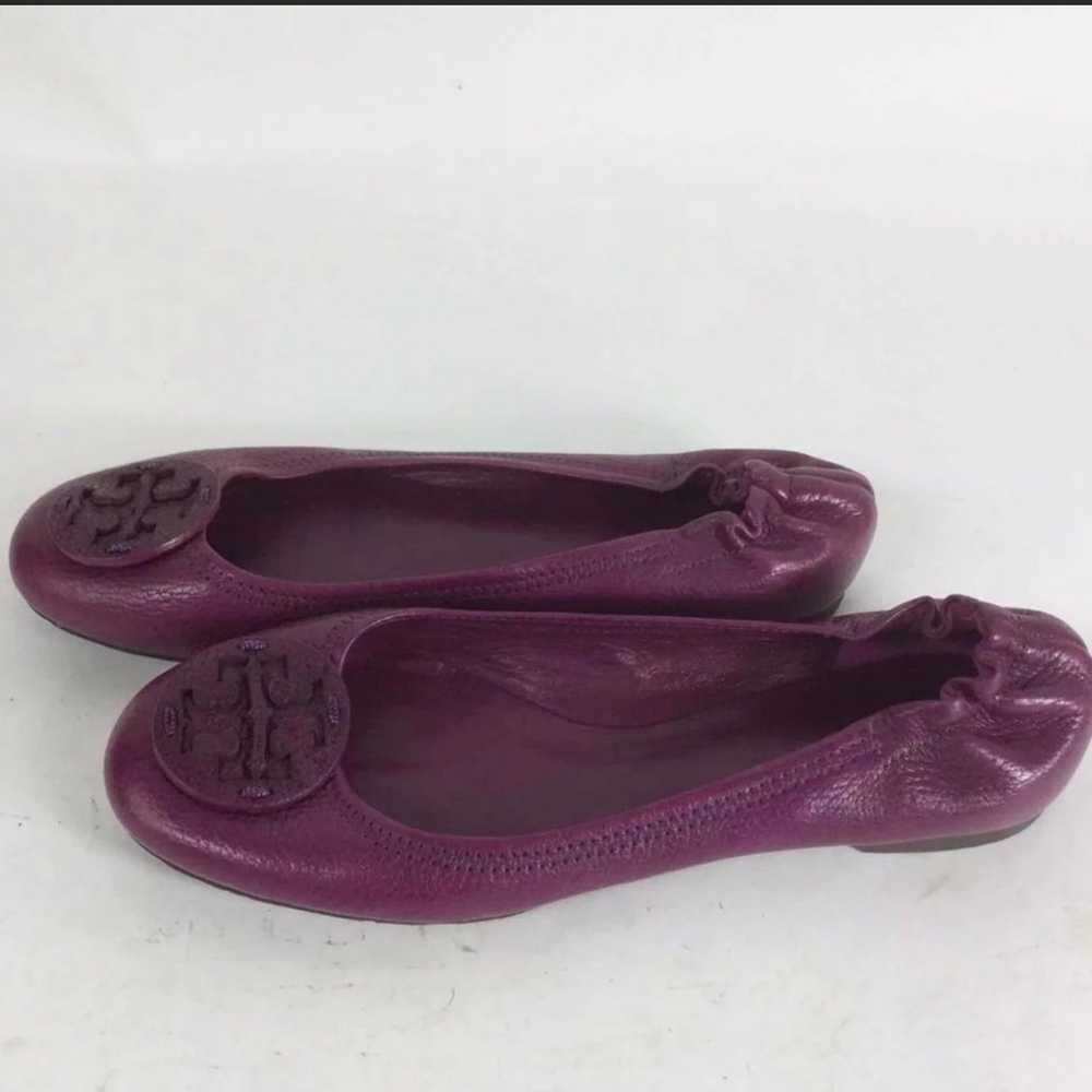 Tory Burch Purple Pebbled Leather Slip-On Emblem … - image 3