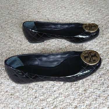 Tory Burch Quinn Quilted Patent black Ballerina F… - image 1