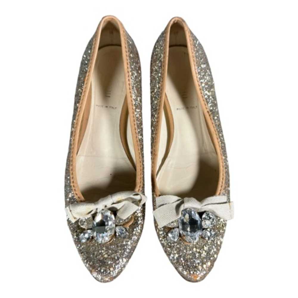 MIU MIU Prada Flats Shoes Silver Gold 6 Rhineston… - image 4