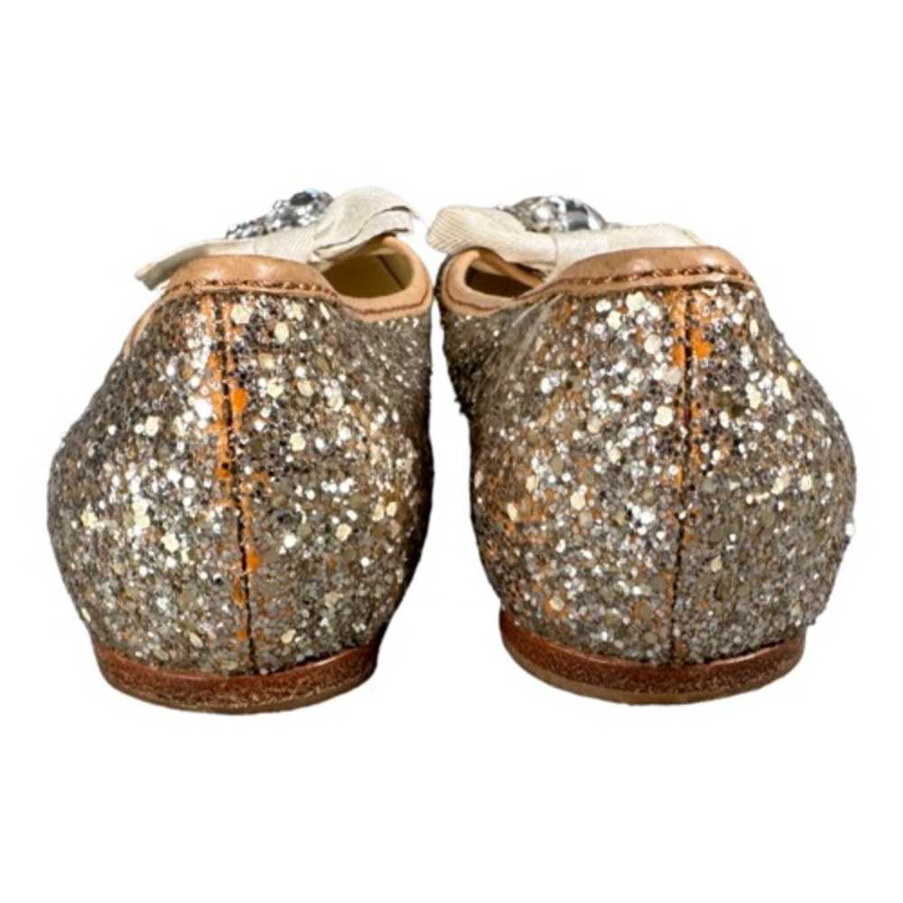 MIU MIU Prada Flats Shoes Silver Gold 6 Rhineston… - image 5