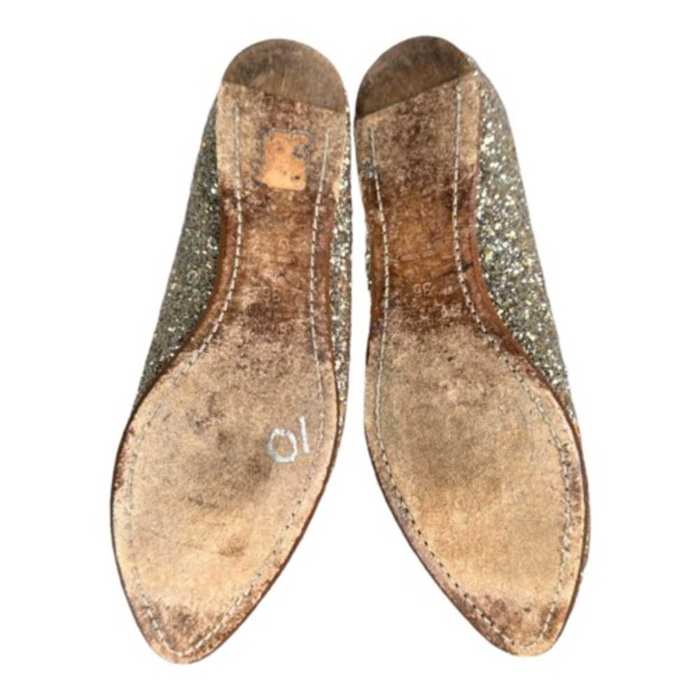 MIU MIU Prada Flats Shoes Silver Gold 6 Rhineston… - image 7