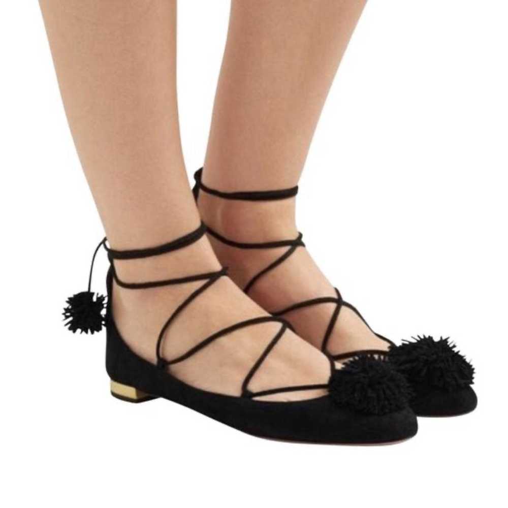 Aquazzura Black Sunshine Pom Pom Suede L - image 4