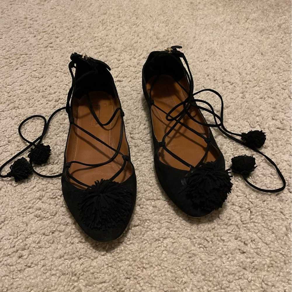 Aquazzura Black Sunshine Pom Pom Suede L - image 8