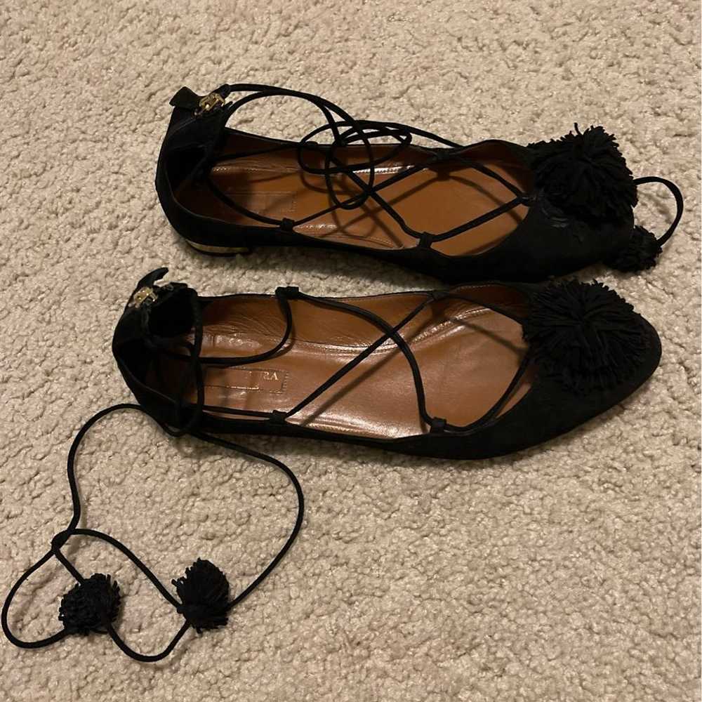 Aquazzura Black Sunshine Pom Pom Suede L - image 9