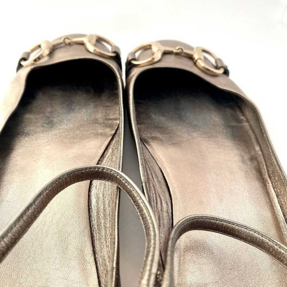 Gucci Petwer Metallic Leather Horsebit Ankle Stra… - image 7