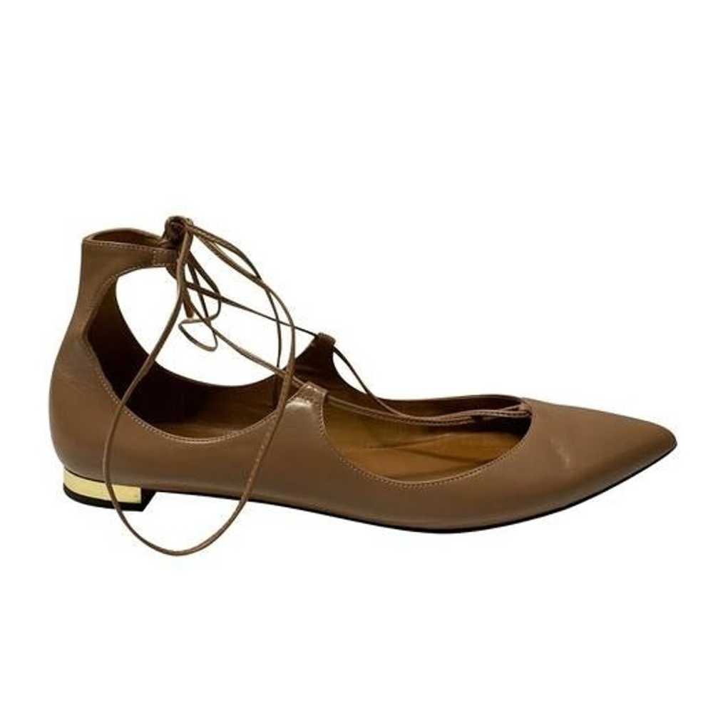 (Never Wore) AQUAZZURA LACE-UP FLATS IN TAN CALFS… - image 2