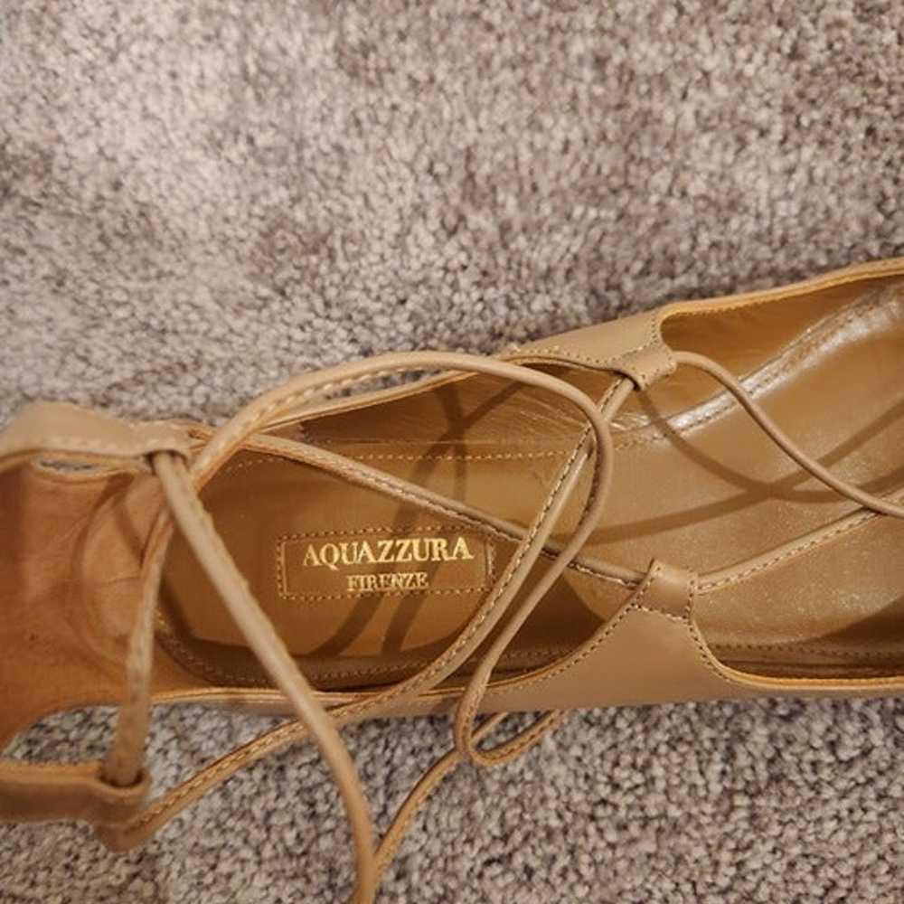 (Never Wore) AQUAZZURA LACE-UP FLATS IN TAN CALFS… - image 3