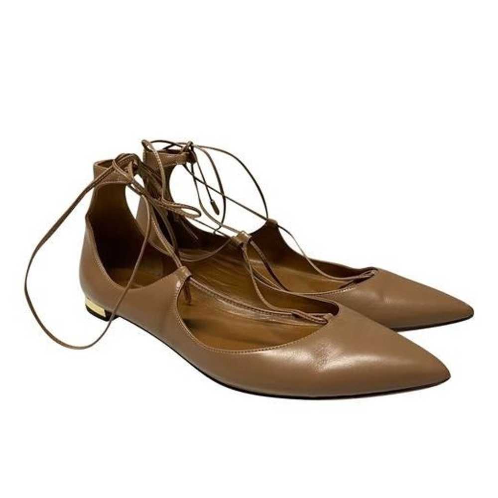 (Never Wore) AQUAZZURA LACE-UP FLATS IN TAN CALFS… - image 4