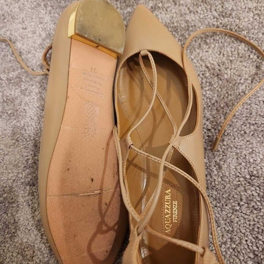 (Never Wore) AQUAZZURA LACE-UP FLATS IN TAN CALFS… - image 6