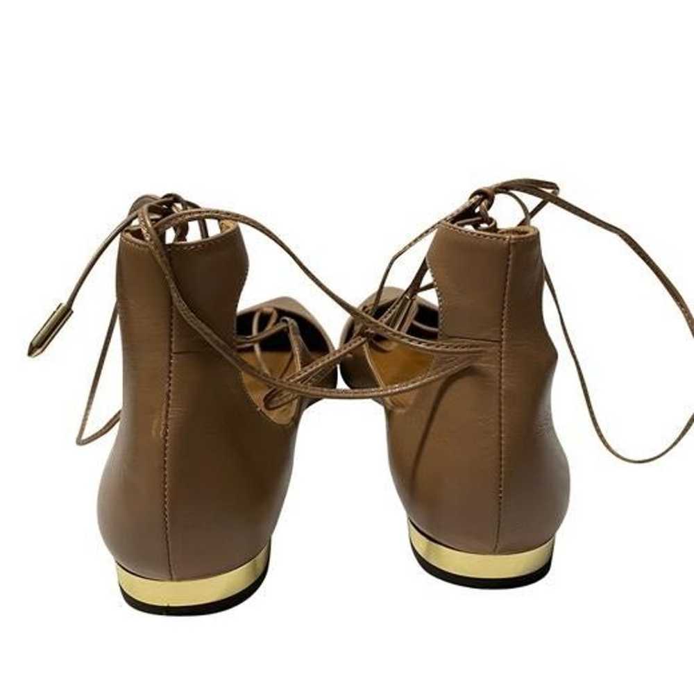 (Never Wore) AQUAZZURA LACE-UP FLATS IN TAN CALFS… - image 7