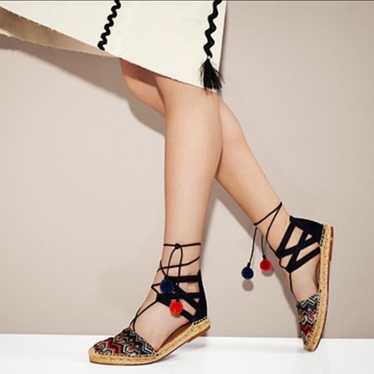 NEW Aquazzura Palm Beach Belgravia raffia embroide