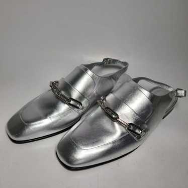 BURBERRY women Slingback Sandals mules Silver Lea… - image 1