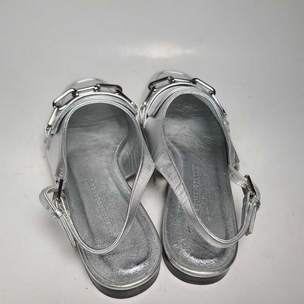 BURBERRY women Slingback Sandals mules Silver Lea… - image 3