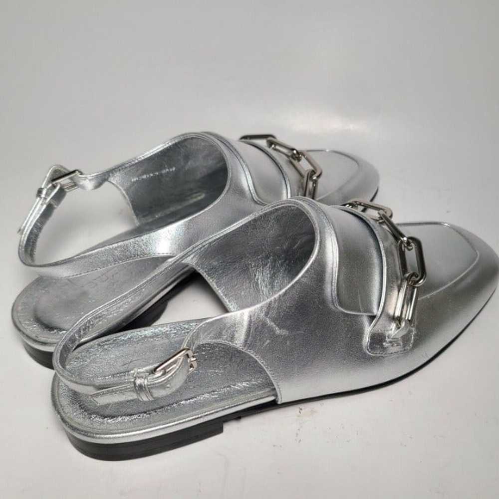 BURBERRY women Slingback Sandals mules Silver Lea… - image 4
