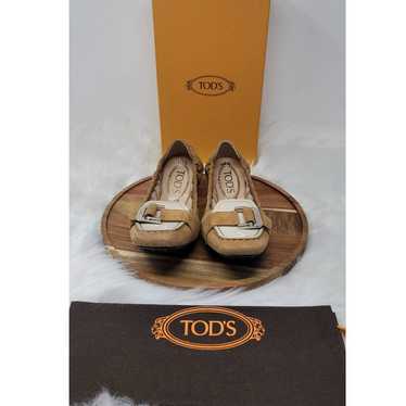 Tod's Beige Leather Ballerina Flats 5.5 W/Box