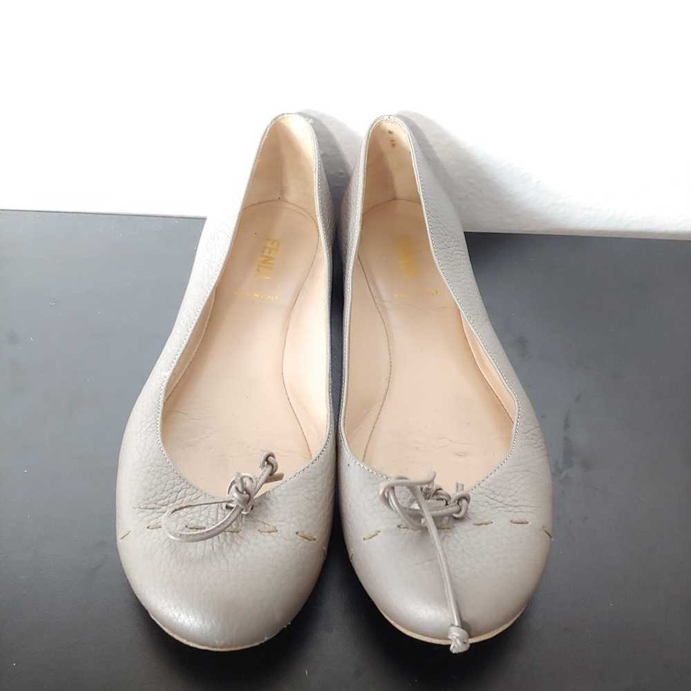 FENDI Pre-owned Leather Ballet Flats In Silver Sz… - image 1