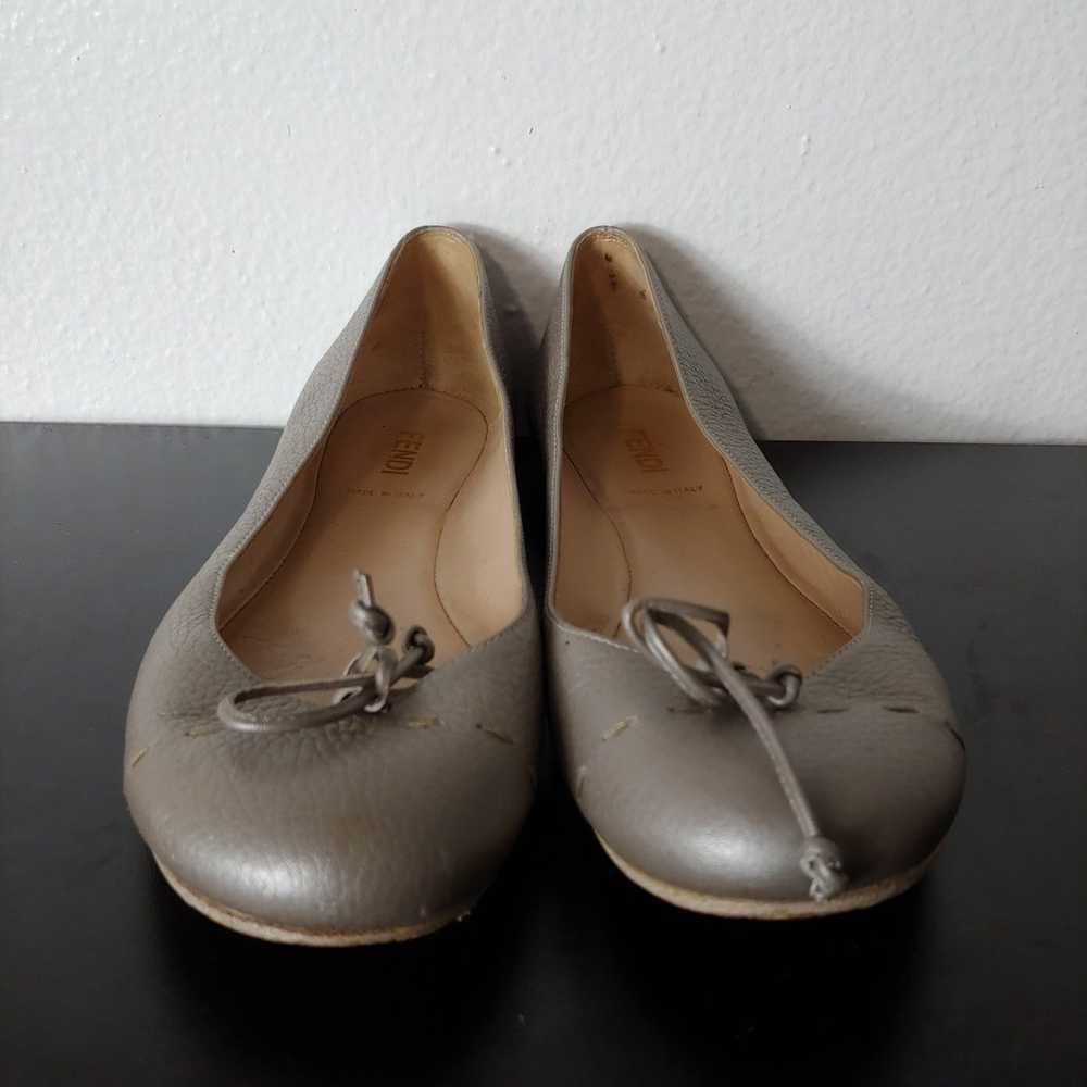 FENDI Pre-owned Leather Ballet Flats In Silver Sz… - image 3