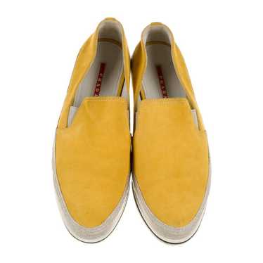 PRADA Yellow Suede Whipstitch Trim Loafers US 9.5