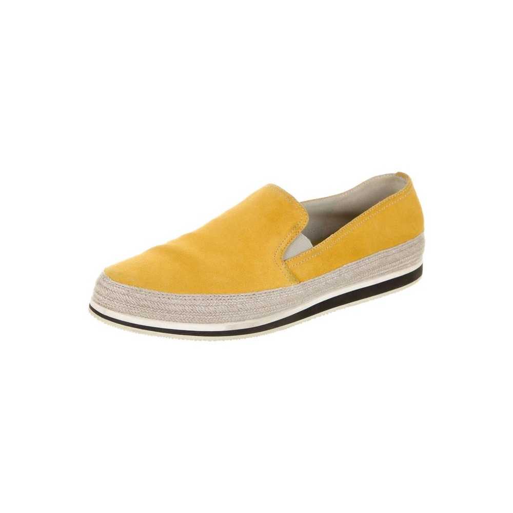PRADA Yellow Suede Whipstitch Trim Loafers US 9.5 - image 4
