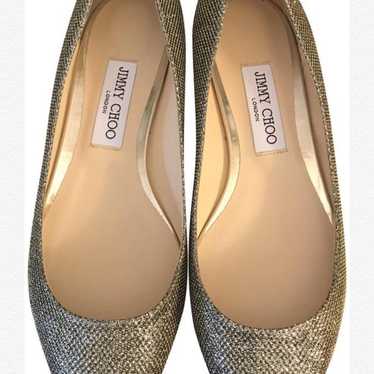 JIMMY CHOO ATILLA tan nude patent leather ballet flats store 39 / 8