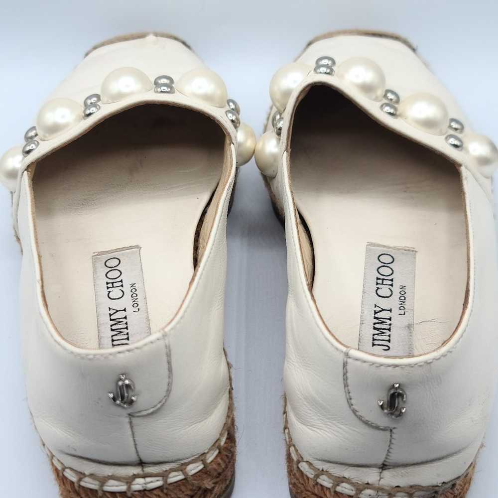 Jimmy Choo White Leather Embellished Espadrille F… - image 4