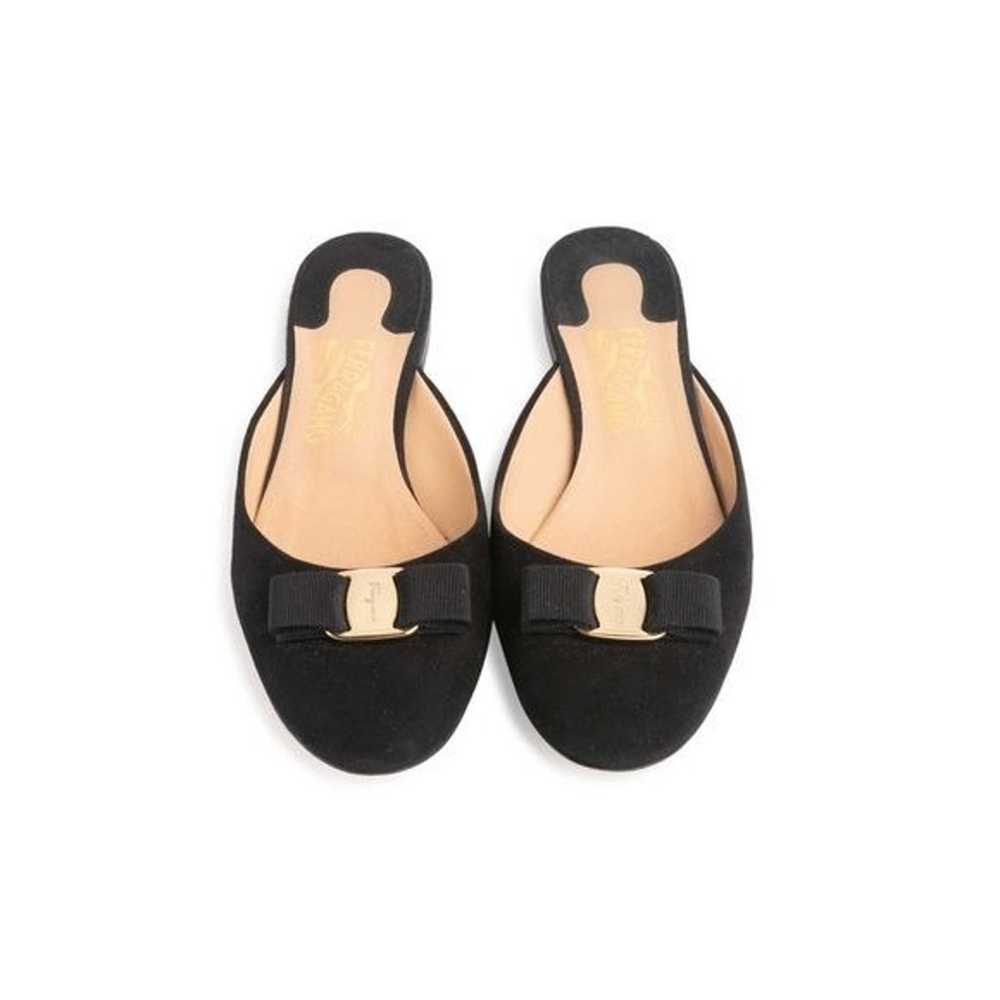 Salvatore Ferragamo Black 'Emile' bow suede mules… - image 2