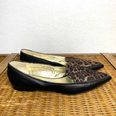 Jimmy choo pointed black guild leopard flats