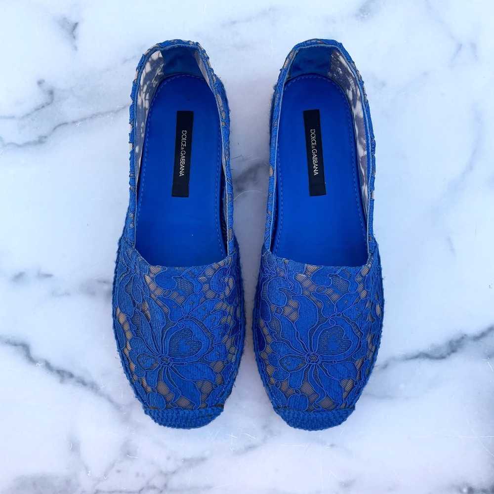 Dolce & Gabbana blue corded lace espadrille flats… - image 6