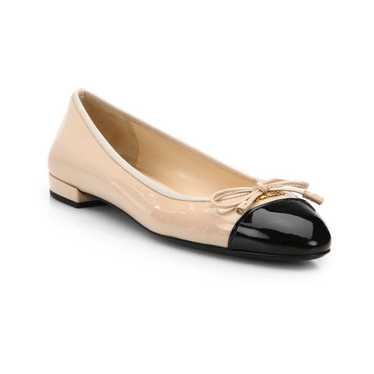 Prada Patent Leather Cap Toe Ballet Flat