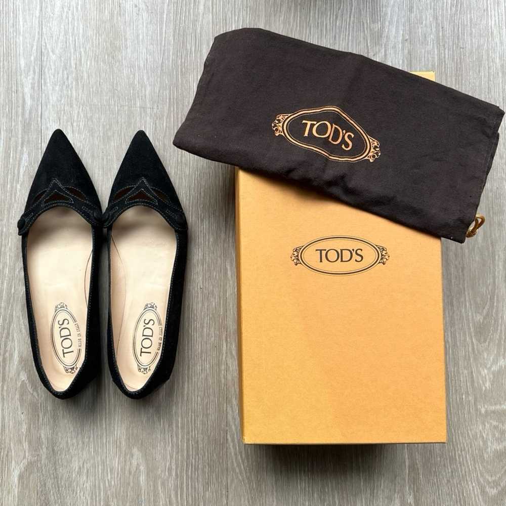 Tod’s Audrey suede flats, black, US size 8 - image 1