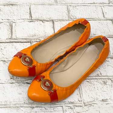 VERSACE Medusa Medallion Flats Orange/Red Color-b… - image 1